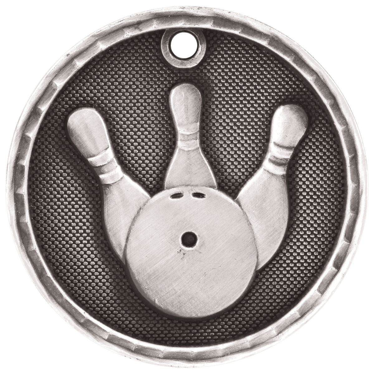 Bowling 3-D Medal-Silver