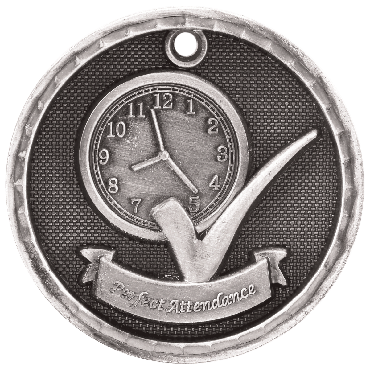 Perfect Attendance 3-D Medal-Silver