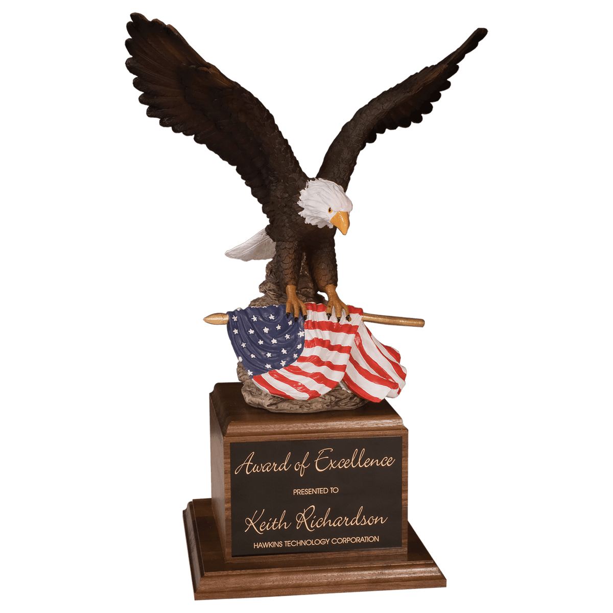 Hand Painted Eagle on a Genuine Walnut Base