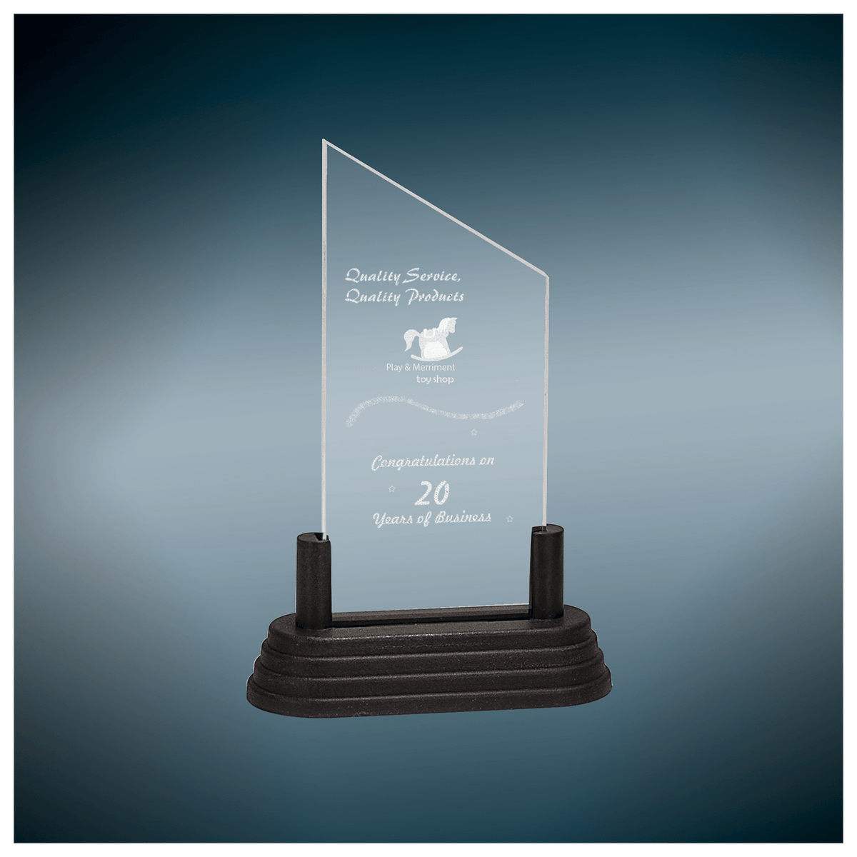 7" Clear Corners Pop-In Acrylic with Gold Pedestal Base