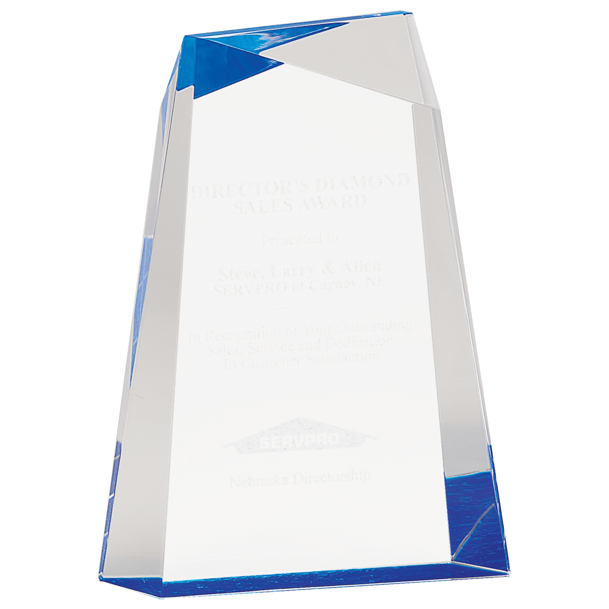 7" Blue Facet Wedge Acrylic