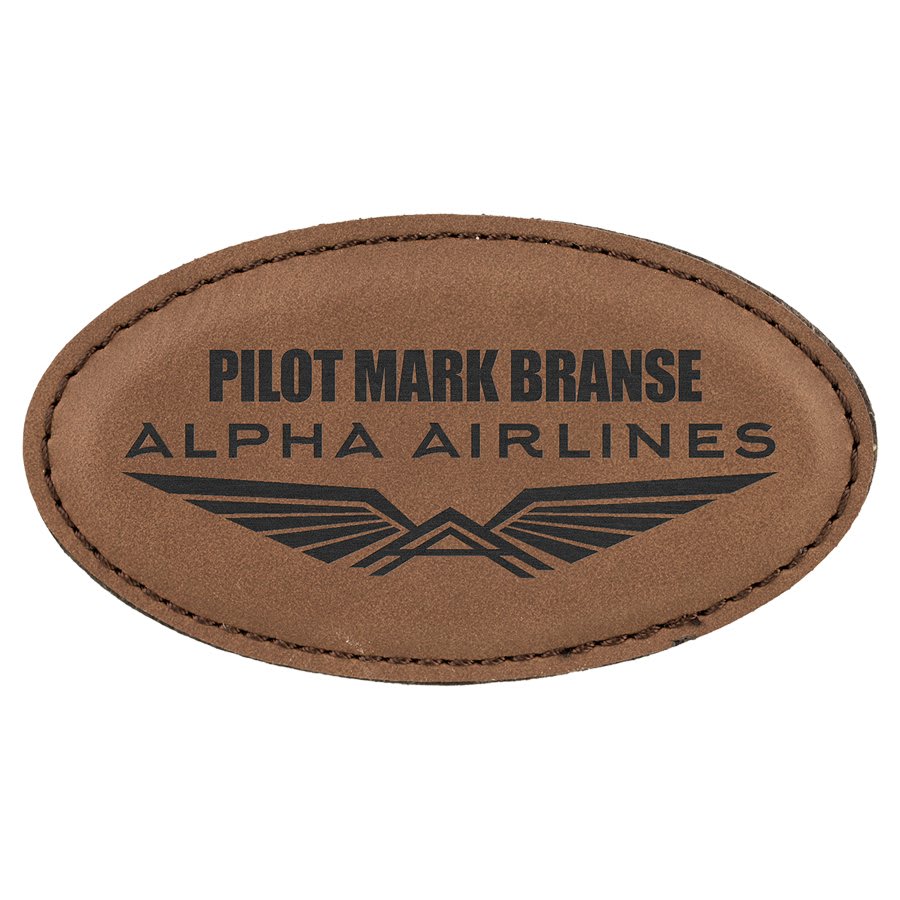 Dark Brown 3 1/4" x 1 3/4" Leatherette Oval Badge with Magnet