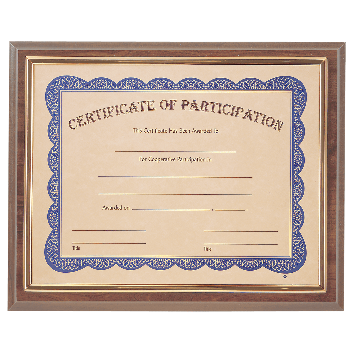 Cherry Finish Plaque with Gold Slide-In Certificate Frame