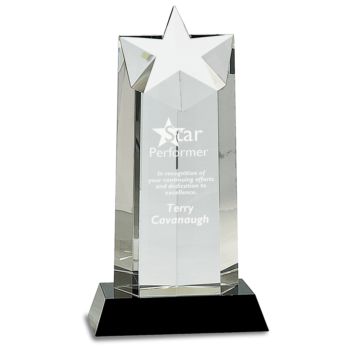 10" Crystal Star Column on a Black Crystal Base