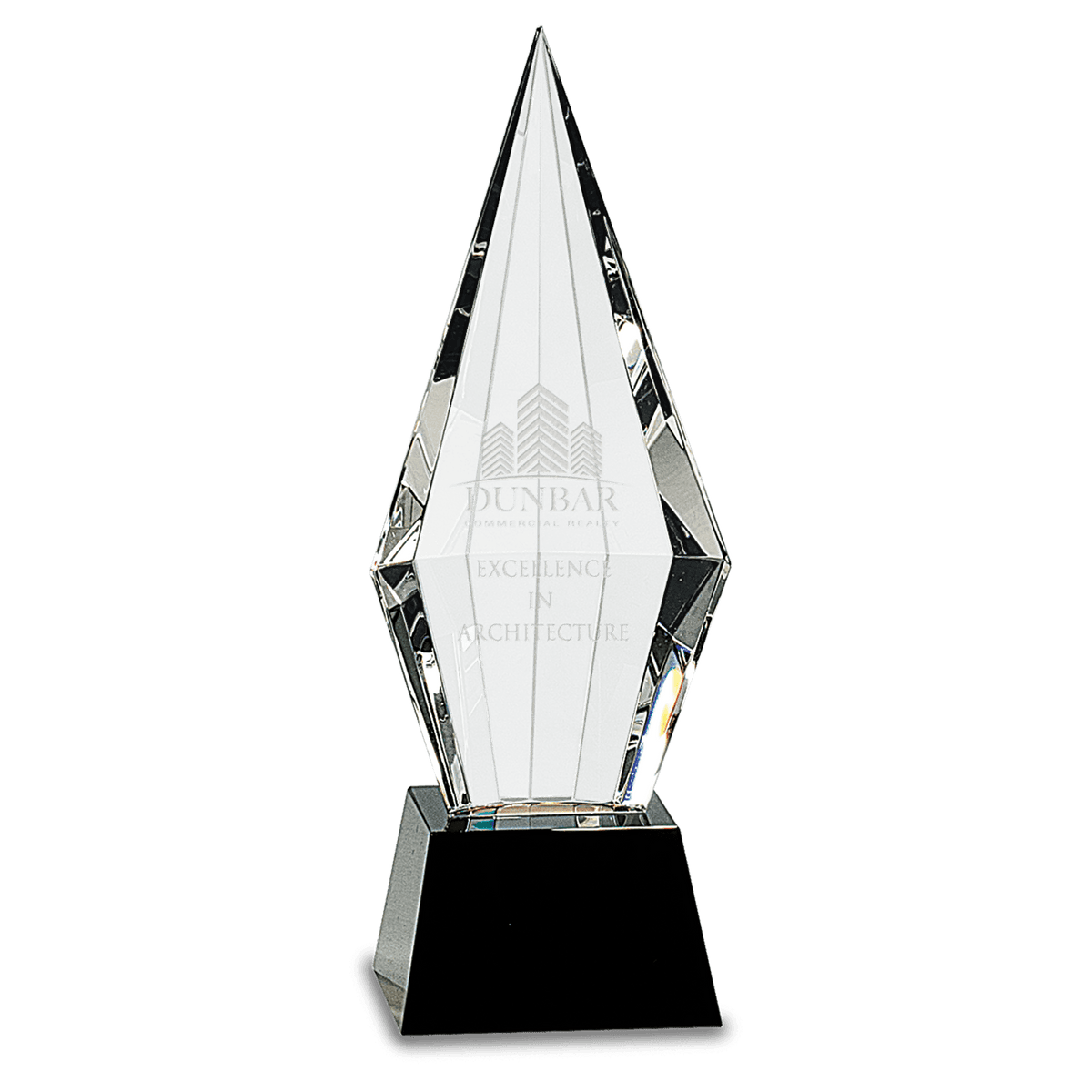 9 1/2" Crystal Faceted Obelisk on a Black Crystal Base