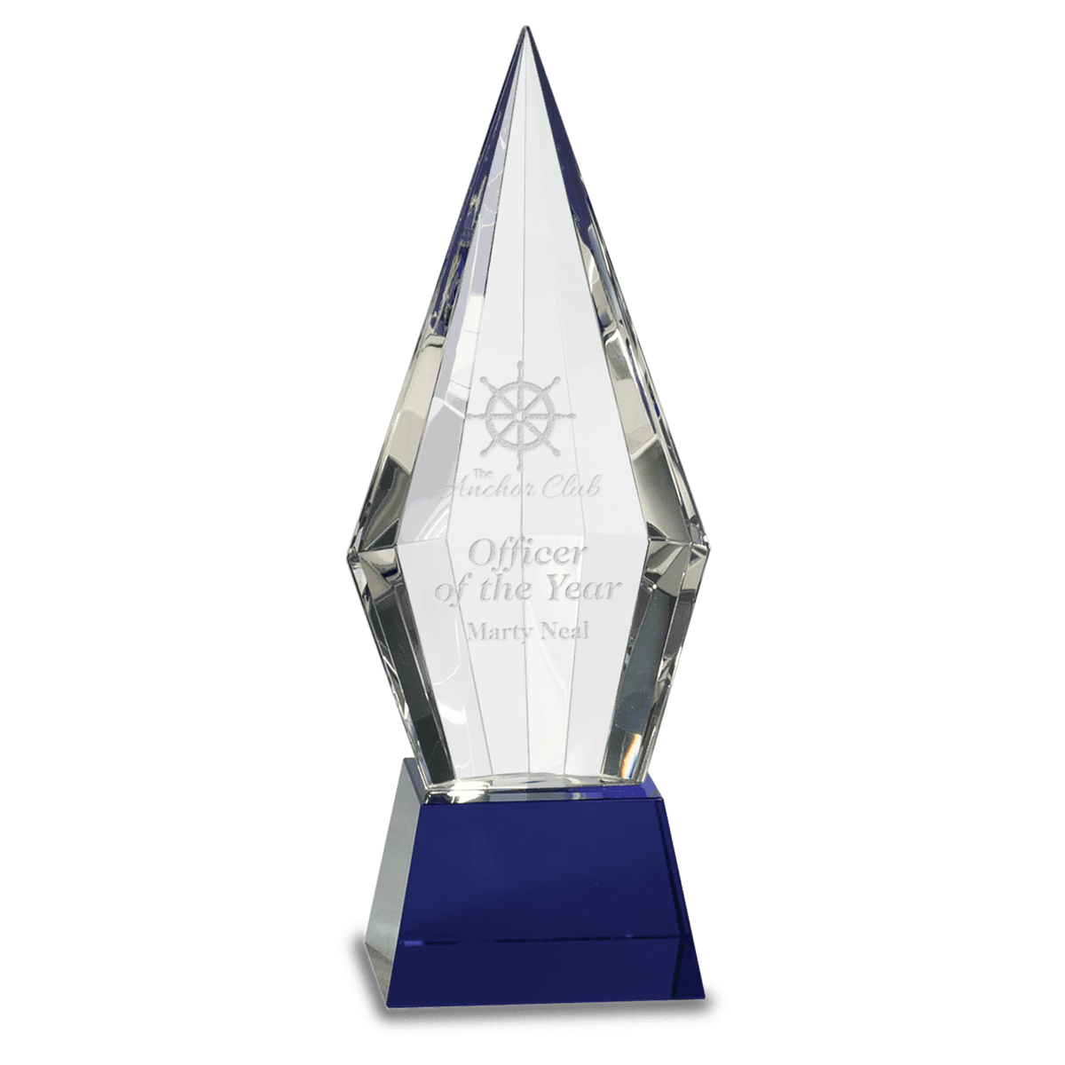 9 1/2" Crystal Faceted Obelisk on a Blue Crystal Base