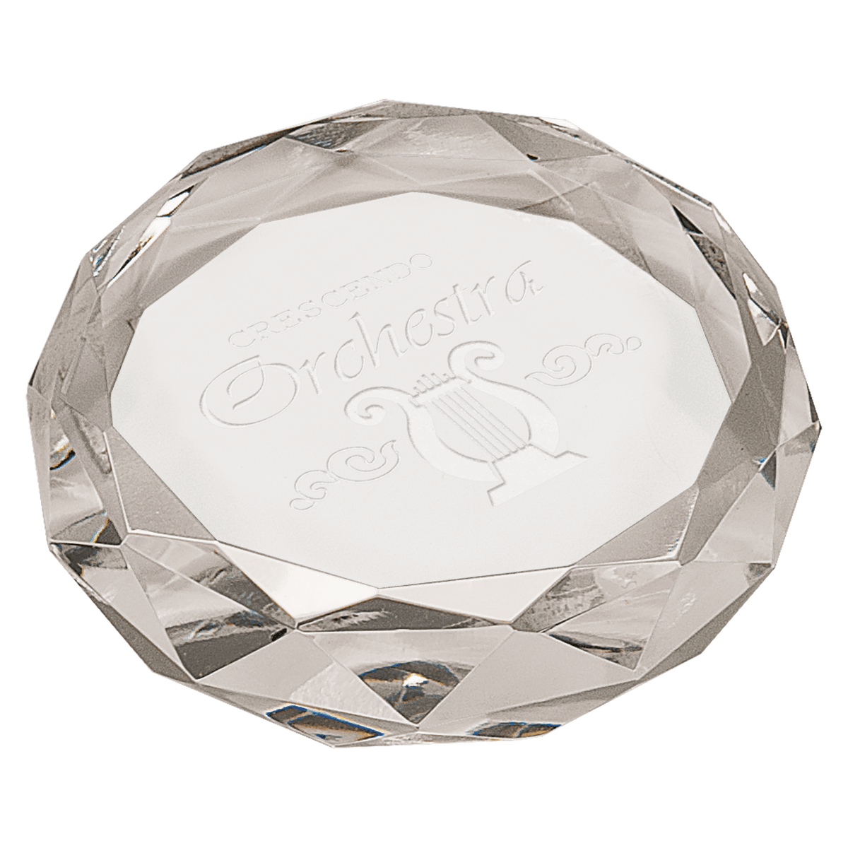 Round Crystal Paperweight with Facets