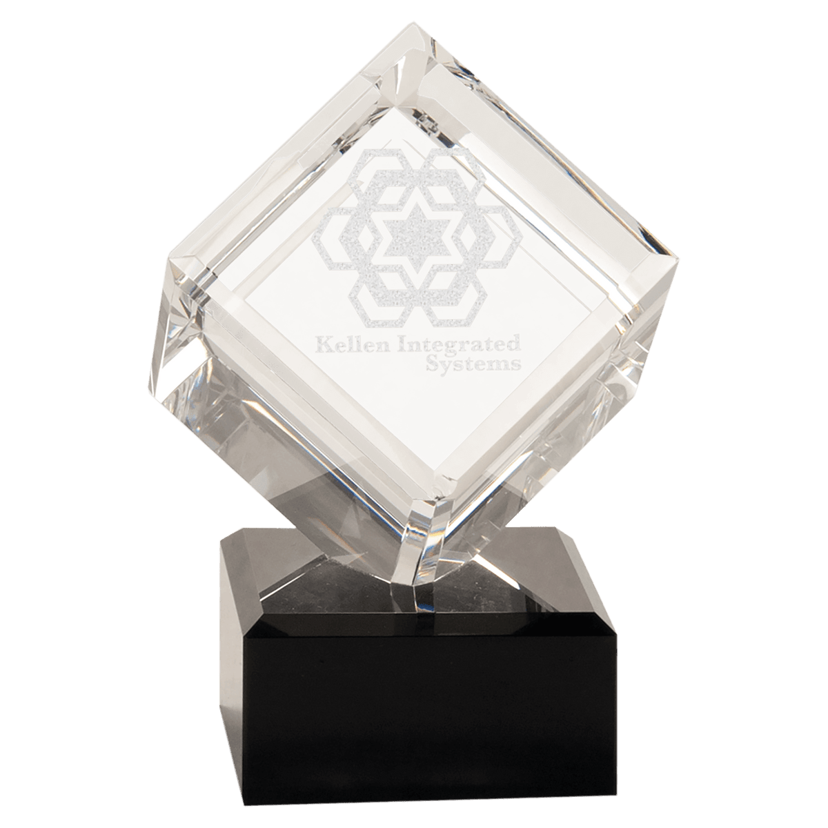 6" Crystal Cube on Black Crystal Base