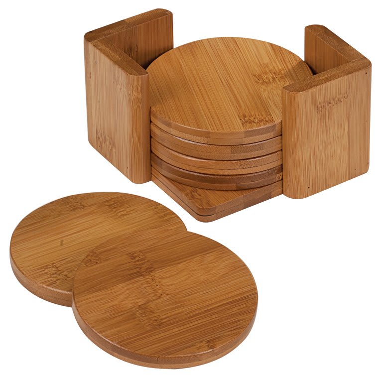 Genuine Bamboo Round 6-Coaster Set