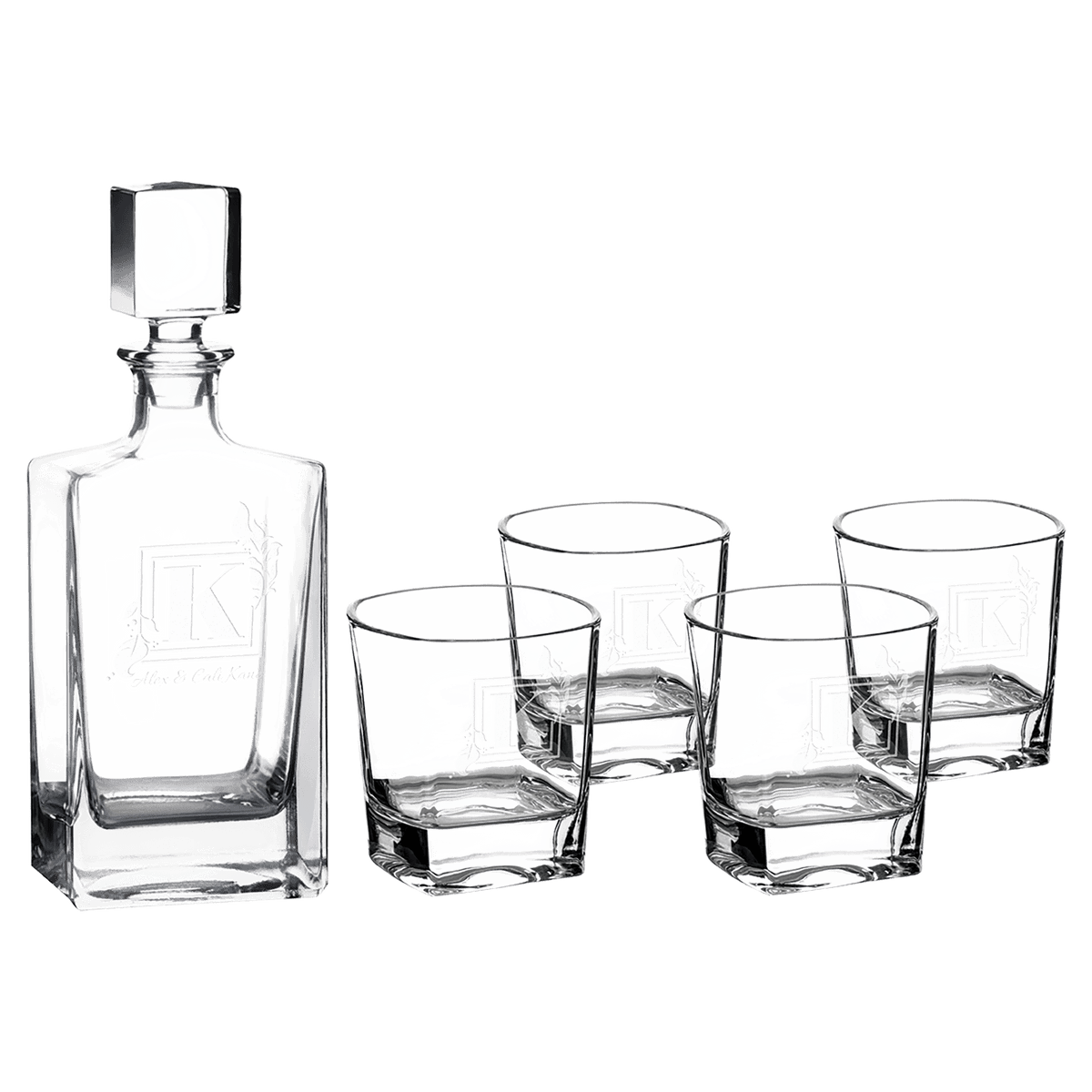 Polar Camel Rectangle Glass Decanter Set