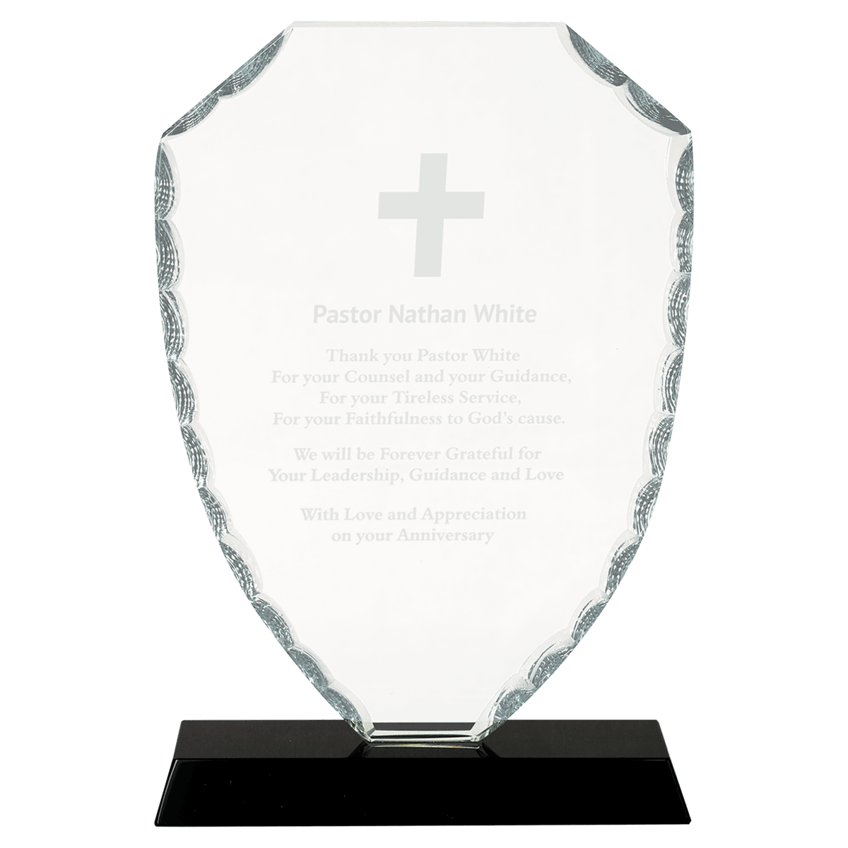 8 1/4" Shield Facet Glass on a Black Crystal Base
