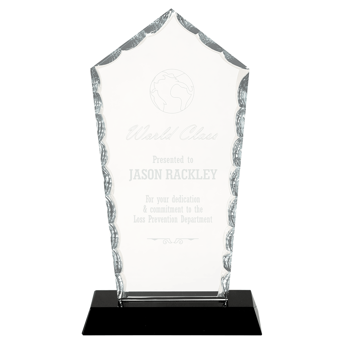 7 3/4" Diamond Facet Glass on a Black Crystal Base