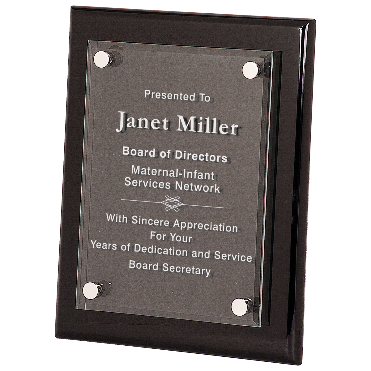 8" x 10" Black Piano Finish Floating Acrylic Plaque