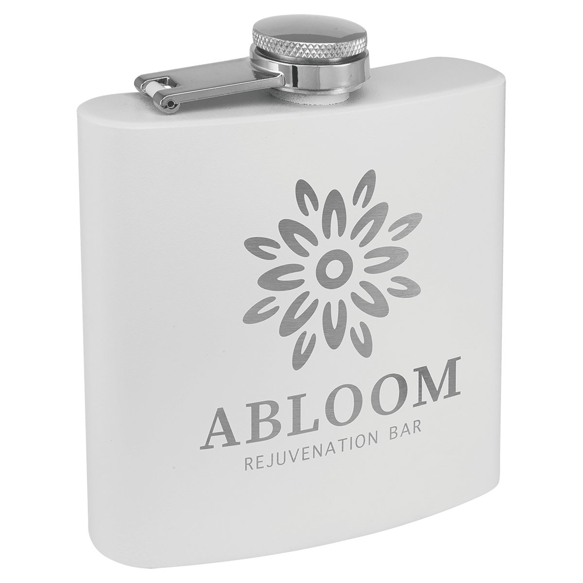 6 oz. Powder Coated Flask White