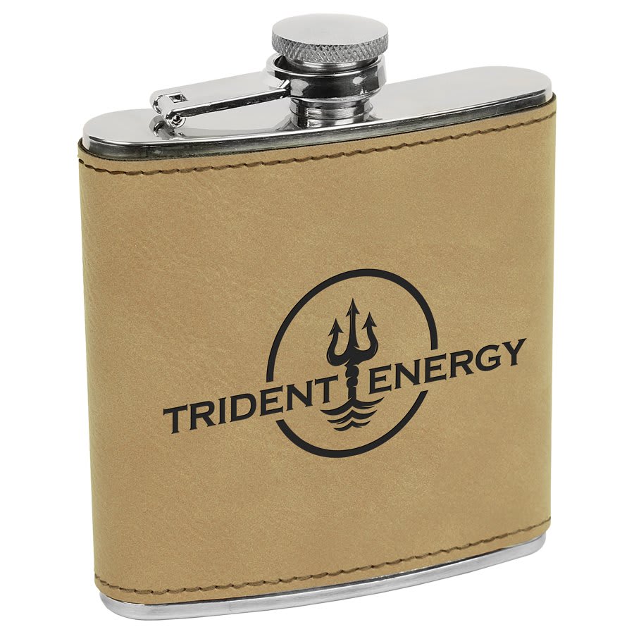 Light Brown Leatherette 6 oz. Flask