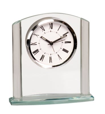 Arch Premier Glass Clock on Clear Glass Base