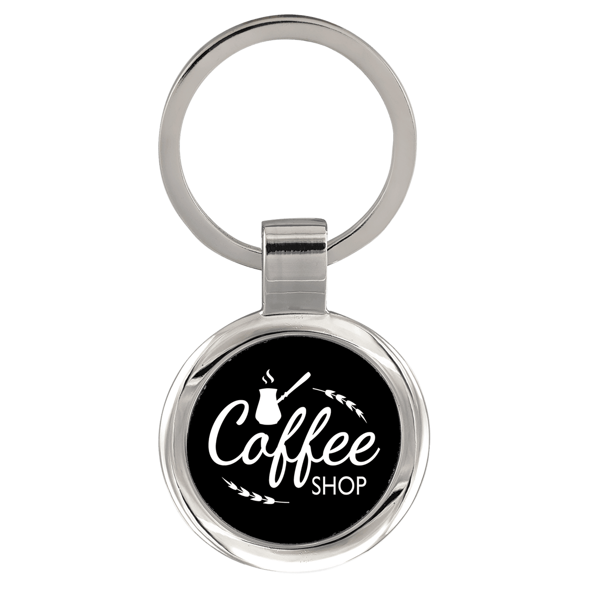 Black Round Anodized Aluminum Keychain