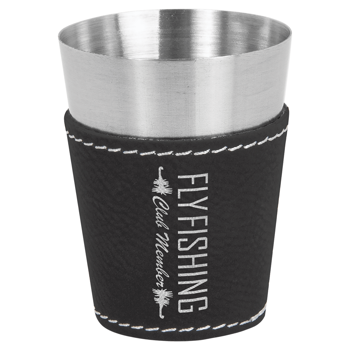 Black/Silver Leatherette Shot Glass
