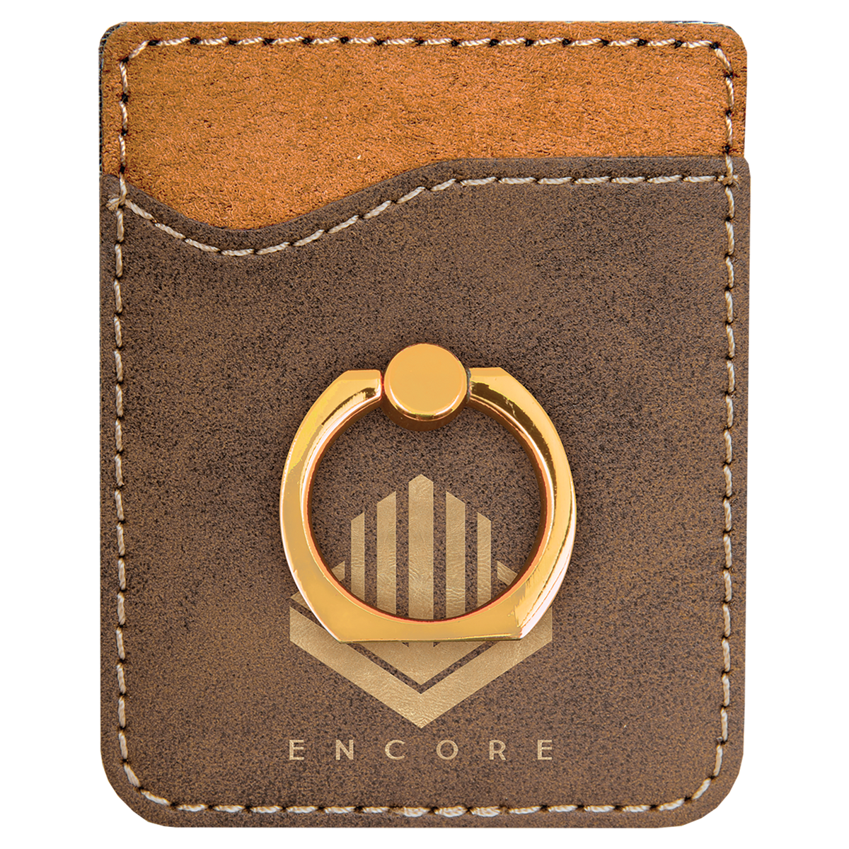 Rustic/Gold Leatherette Cell Phone Wallet with Gold Ring