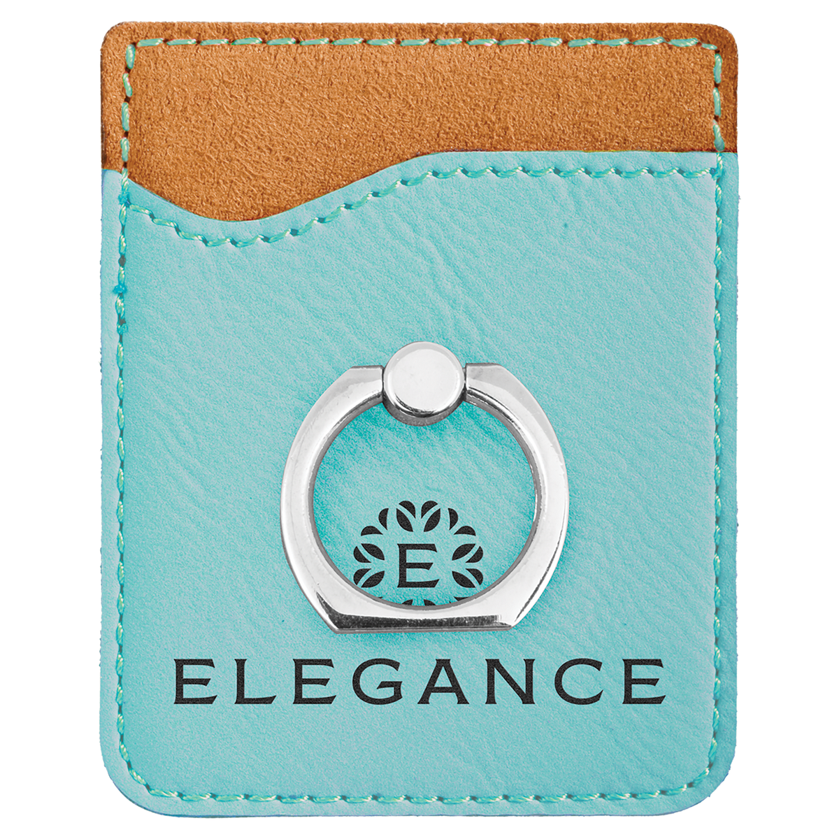 Teal Leatherette Cell Phone Wallet with Silver Ring