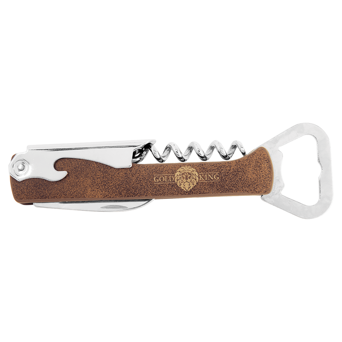 Rustic/Gold Leatherette Corkscrew Bottle Opener