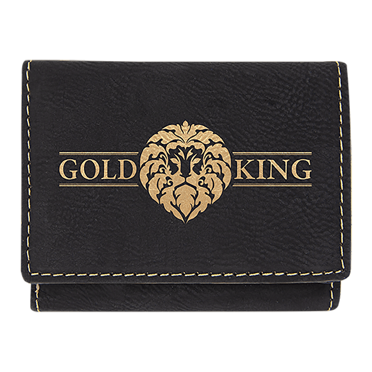 Black/Gold Leatherette Trifold Wallet