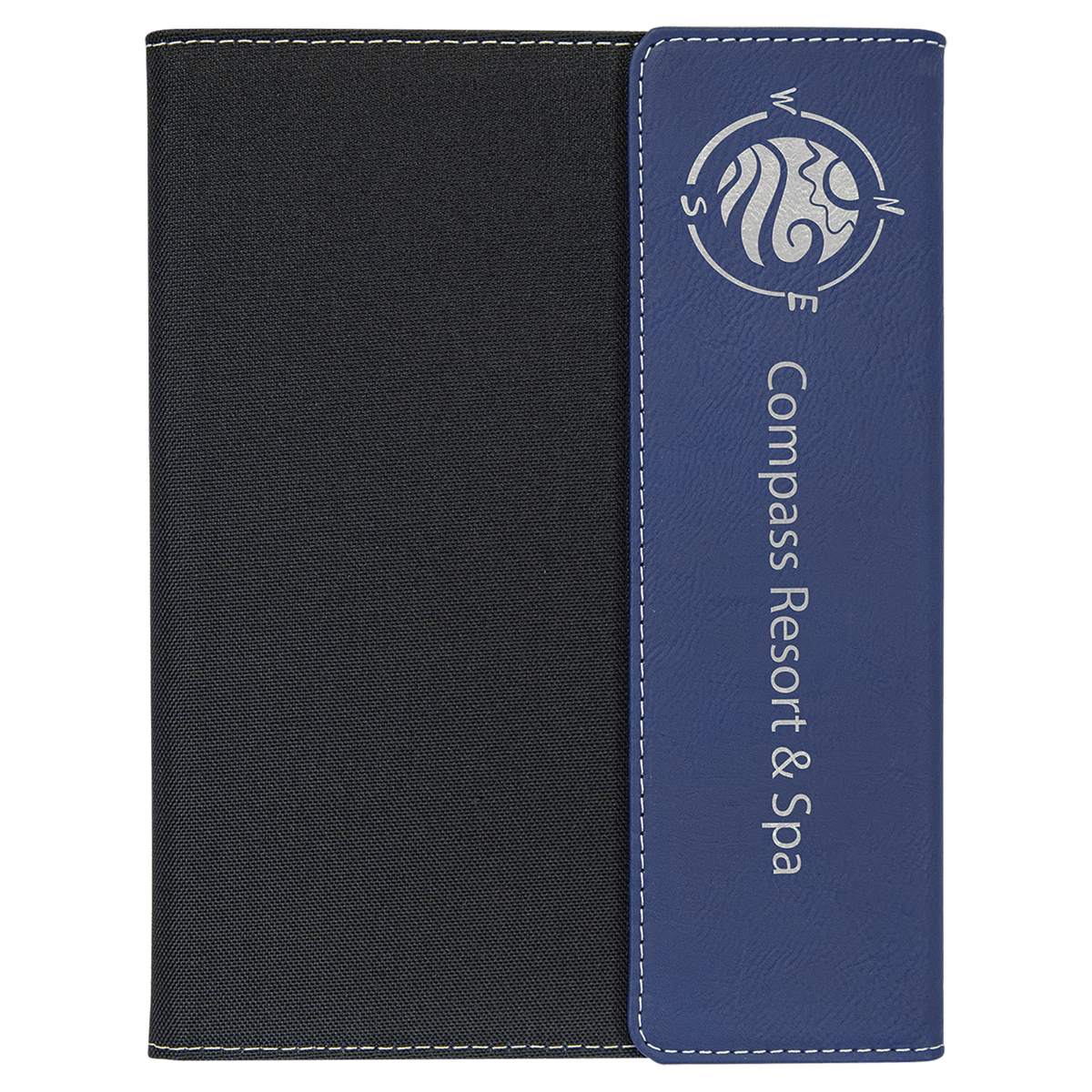 Blue/Silver Lasered Leatherette with Black Canvas 7x9 Portfolio
