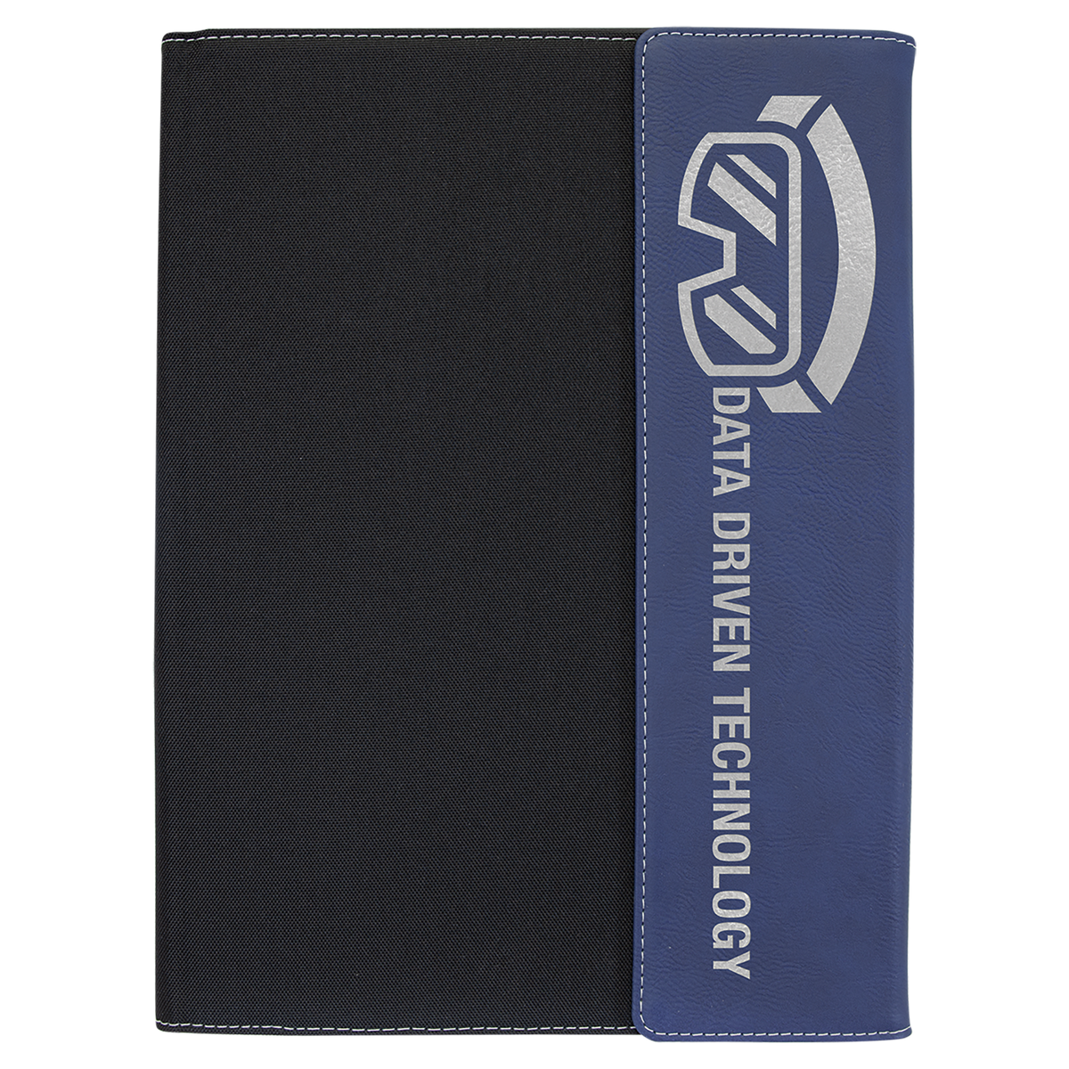 Blue/Silver Lasered Leatherette with Black Canvas Portfolio