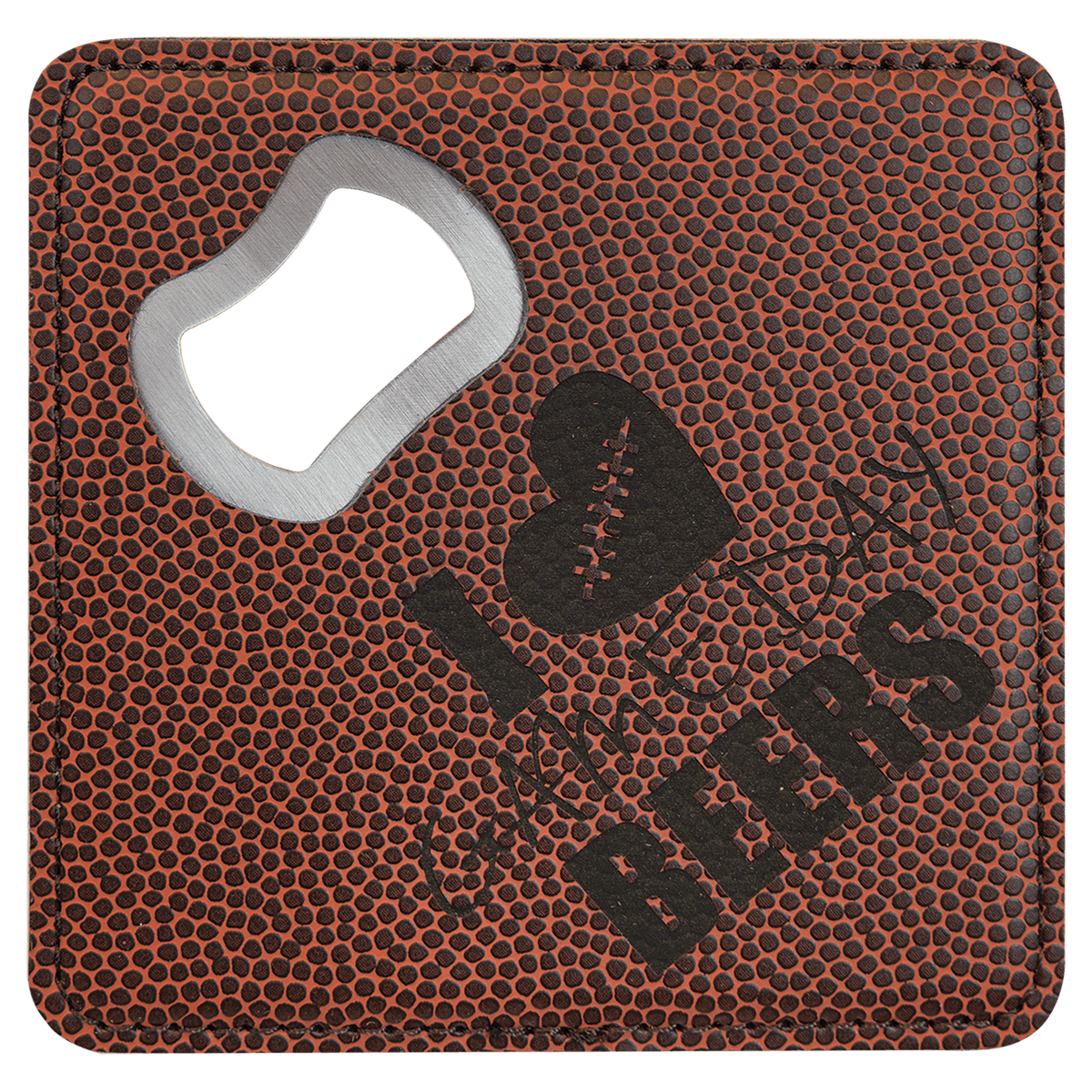 Football Leatherette Coaster with Opener