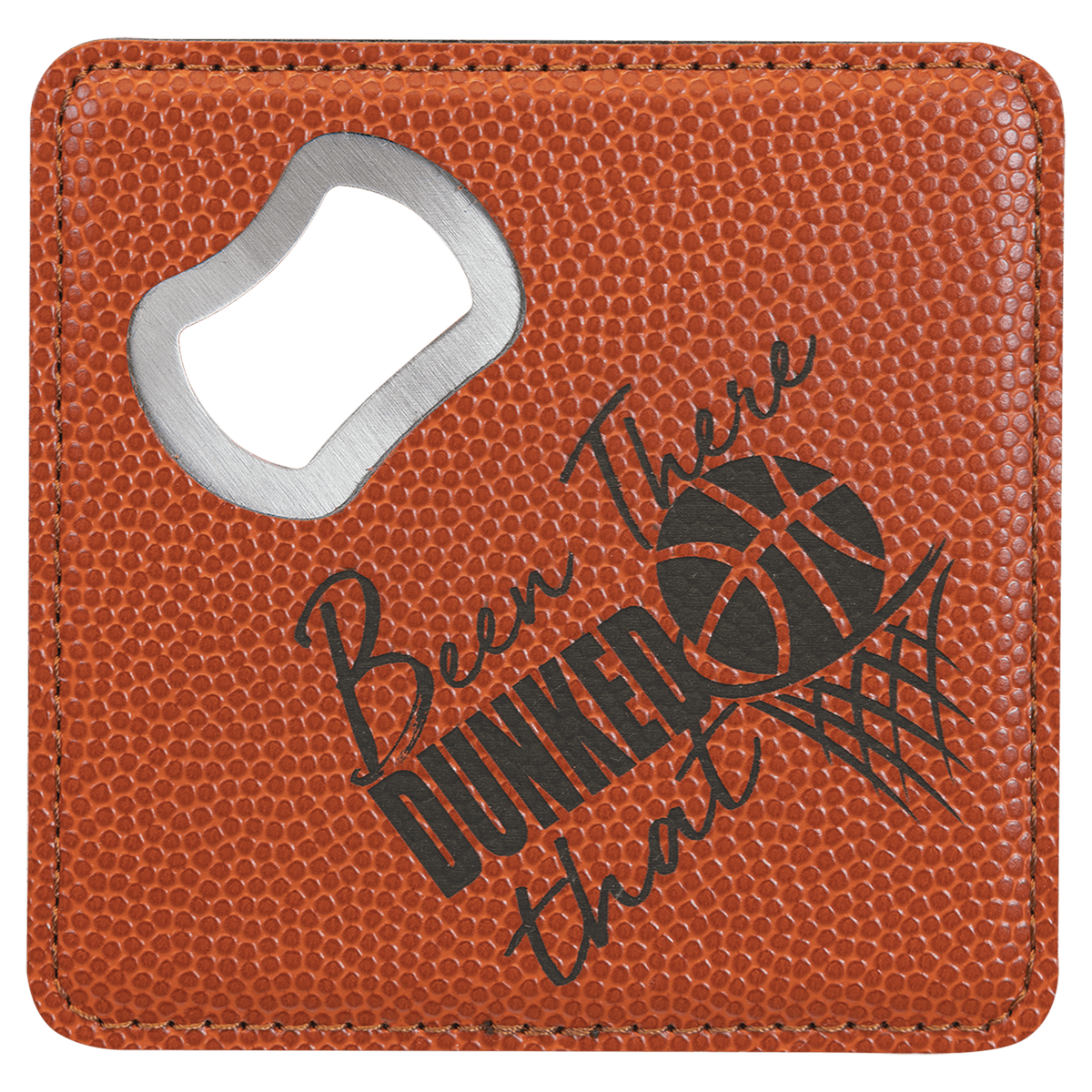 Basketball Leatherette Coaster with Opener