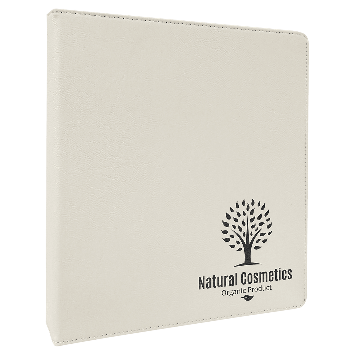 White Lasered Leatherette 3-Ring Binder with 1" Slant D Rings