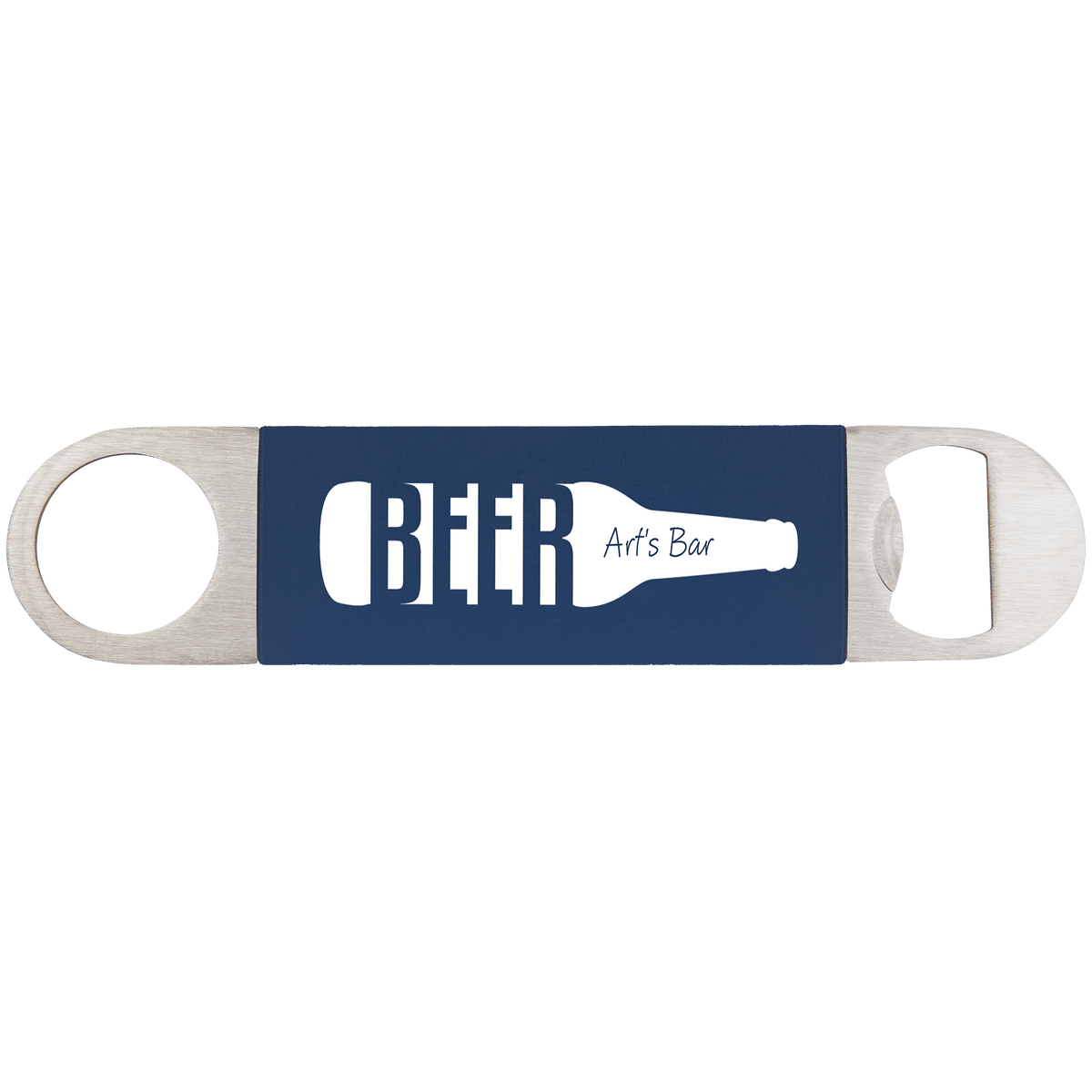 Navy Blue/White Bottle Opener with Silicone Sleeve