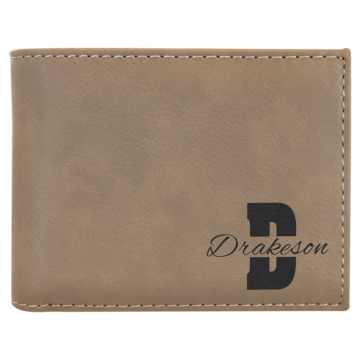 Light Brown Lasered Leatherette Bifold Wallet with ID Flip Display