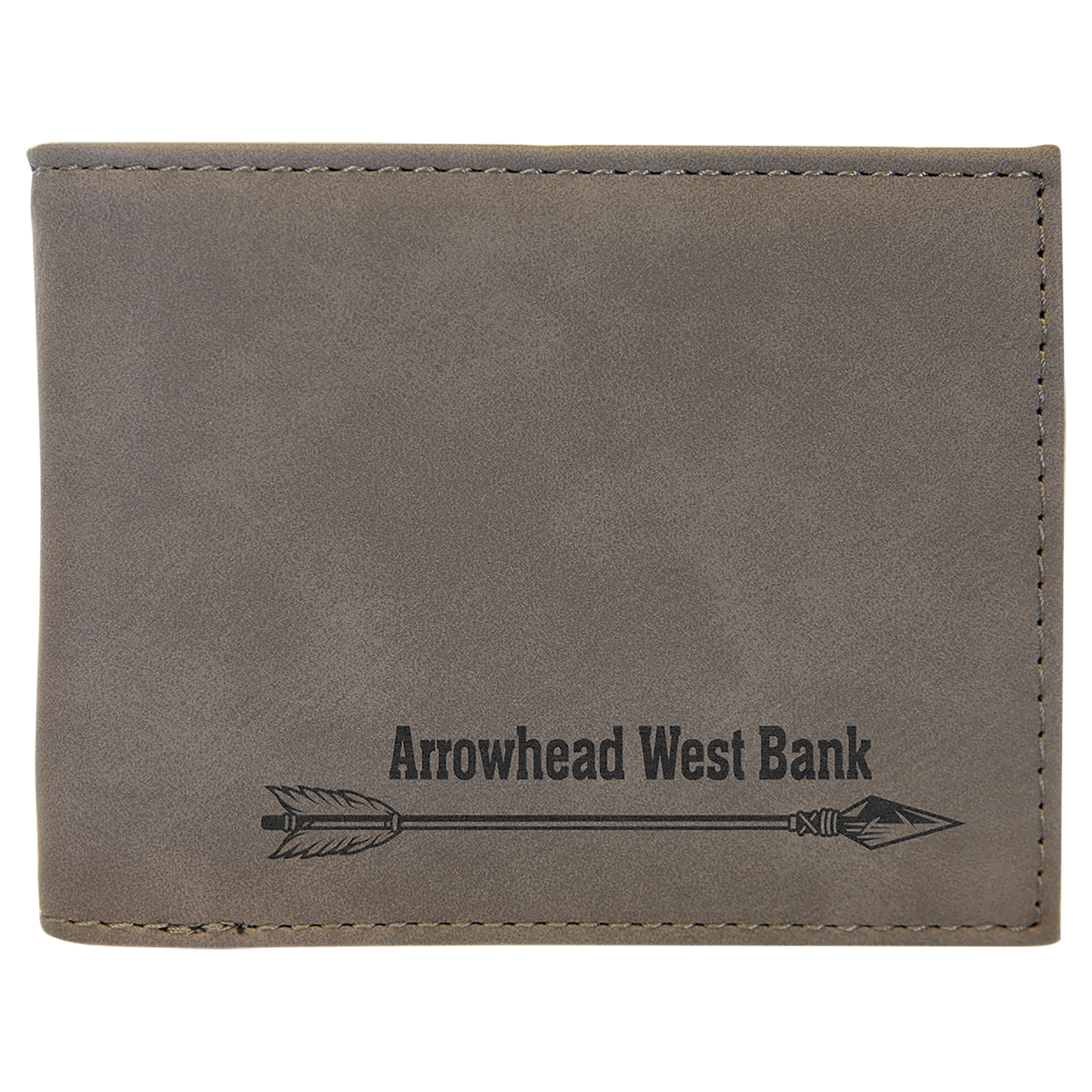 Gray Lasered Leatherette Bifold Wallet with ID Flip Display