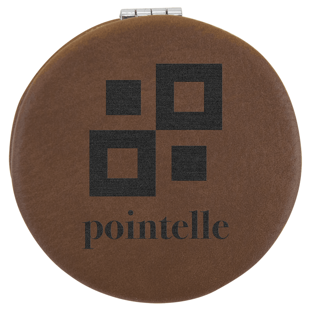 Dark Brown Lasered Leatherette Compact Mirror
