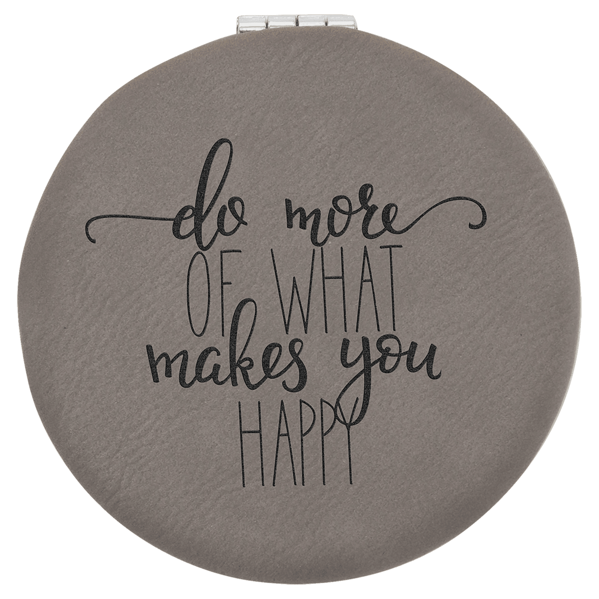 Gray Lasered Leatherette Compact Mirror