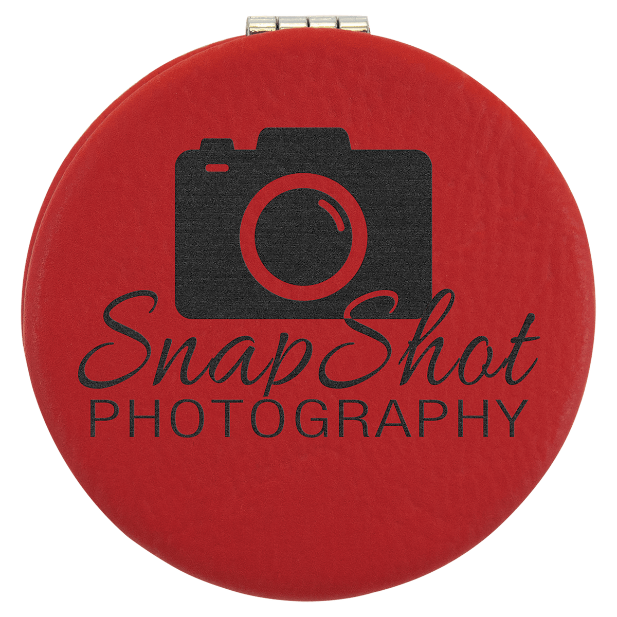 Red Lasered Leatherette Compact Mirror