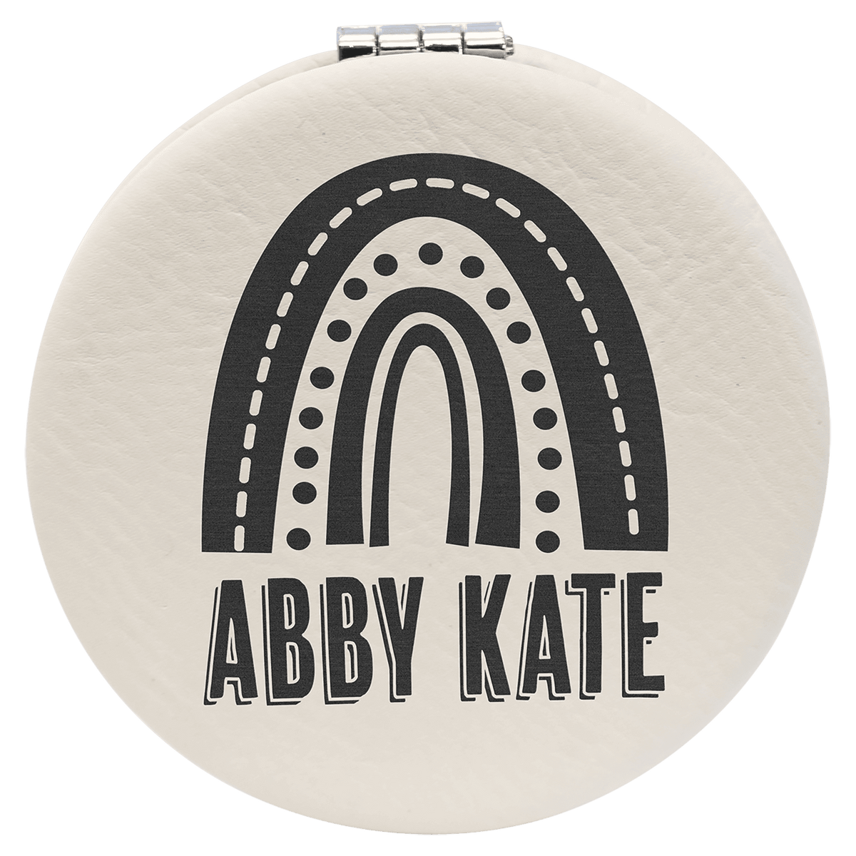 White Lasered Leatherette Compact Mirror