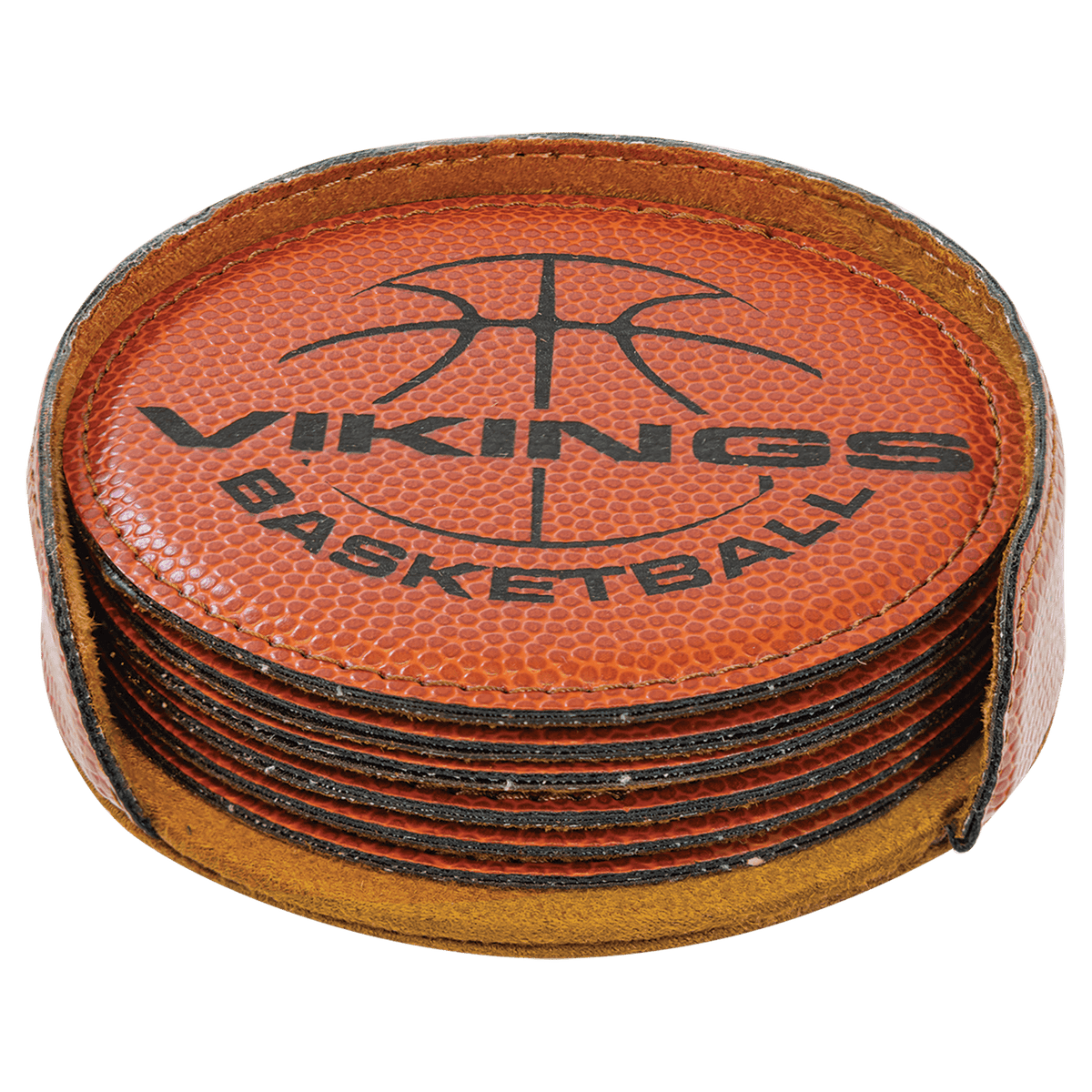 Basketball Leatherette Round 6 Coaster Set