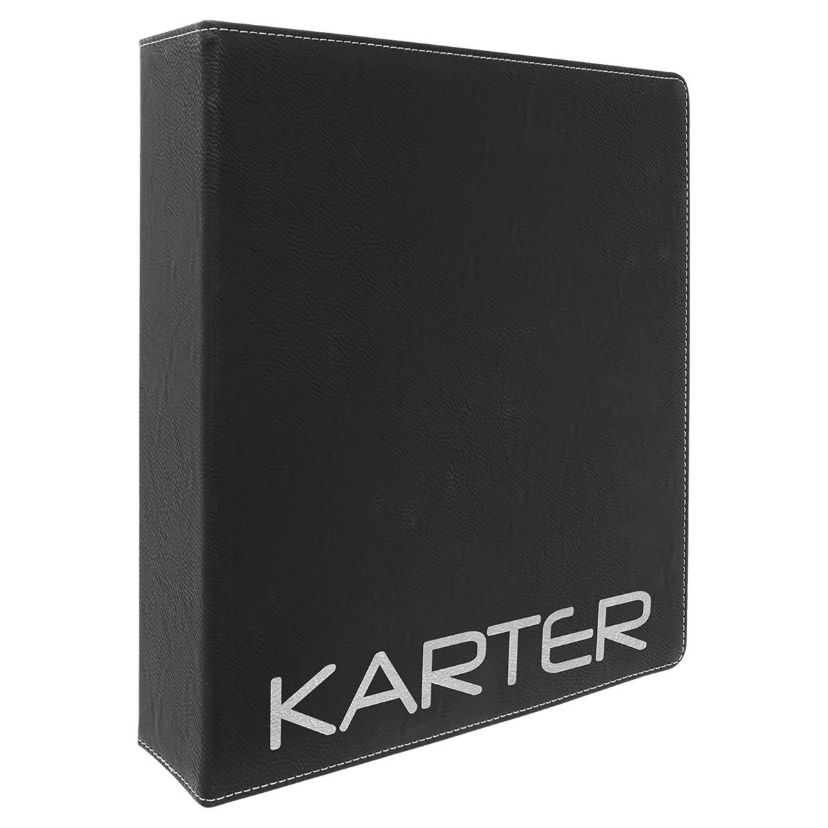 Black/Silver Leatherette 3-Ring Binder with 2" Slant D Rings