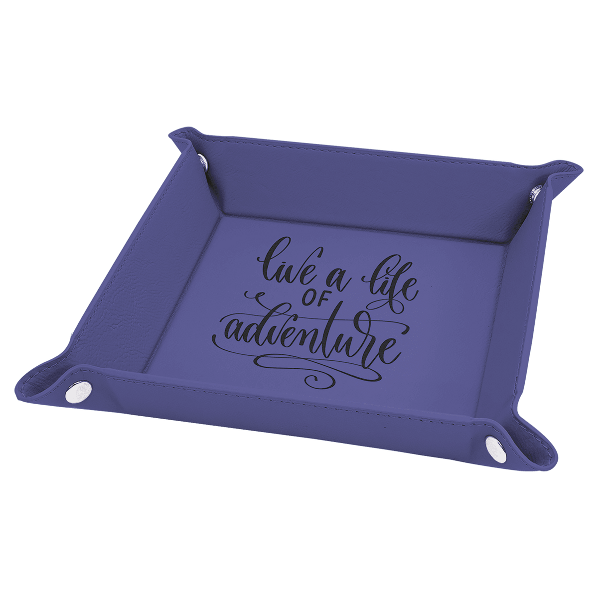Purple Leatherette Folding Tray with Silver Snaps