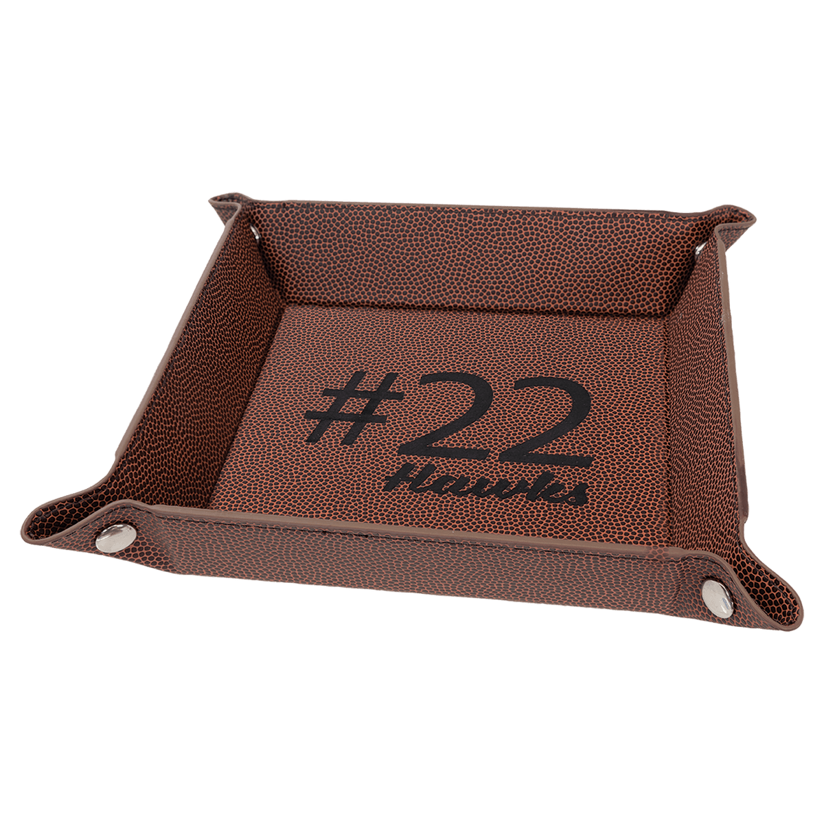 Football Leatherette Folding Tray with Silver Snaps