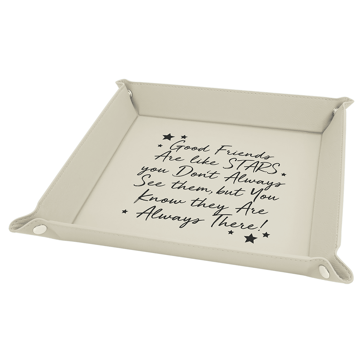 White Lasrable Leatherette Snap up Tray with Silver Snaps