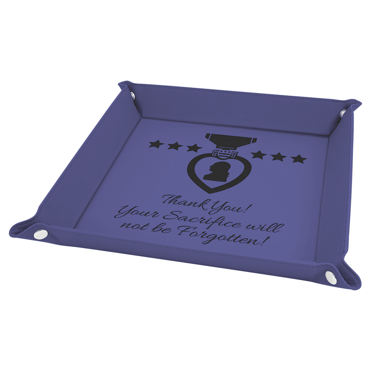 Purple Lasrable Leatherette Snap up Tray with Silver Snaps
