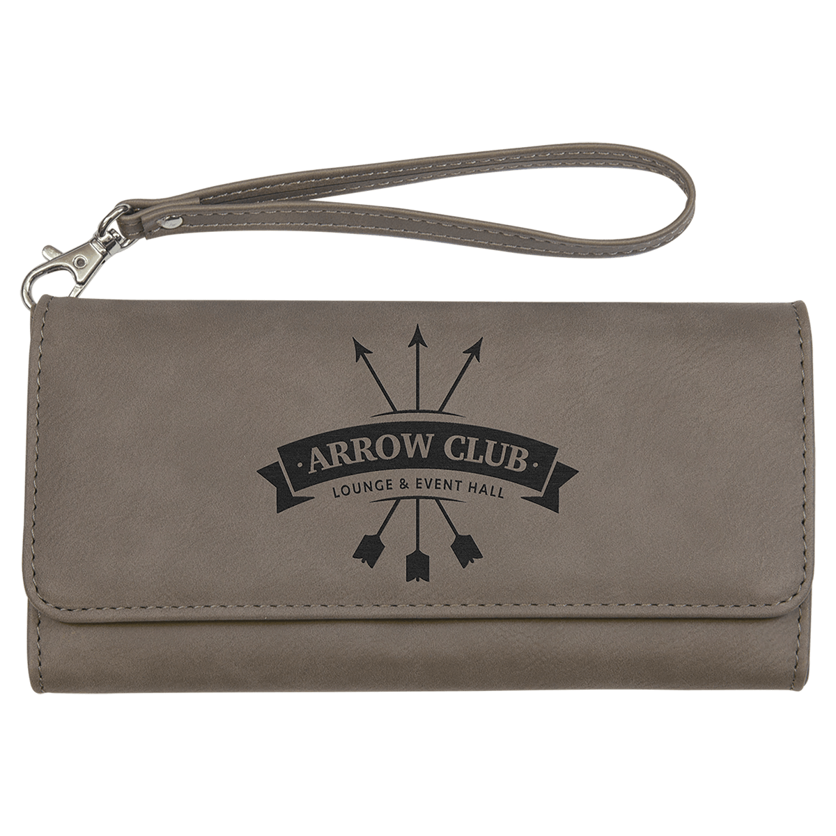 Gray Lasered Leatherette Wallet with Wrist Strap