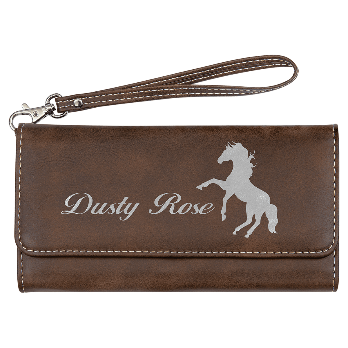 Rustic/Silver Lasered Leatherette Wallet with Wrist Strap