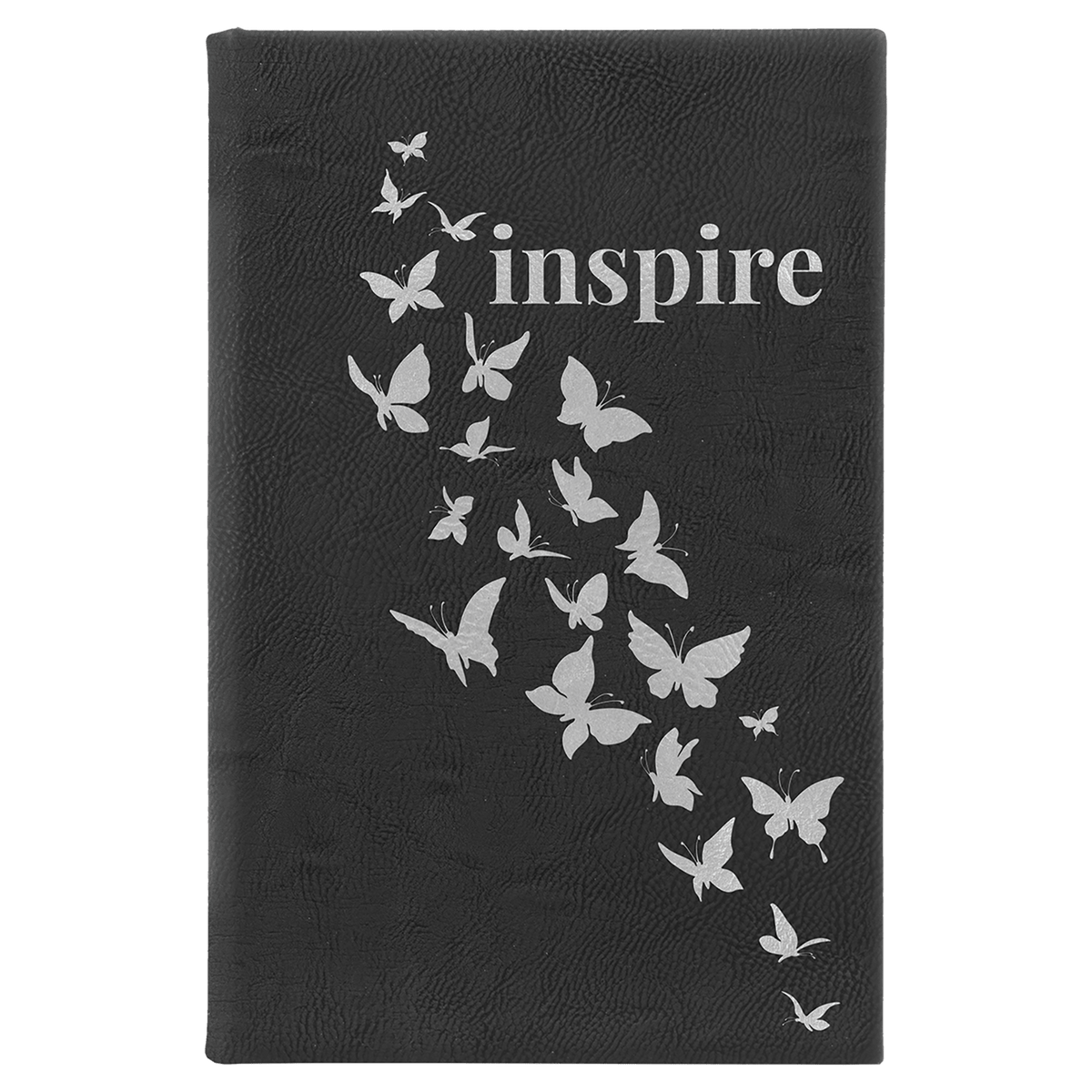 Black/Silver Lasered Leatherette Sketch Book with White Unlined Paper