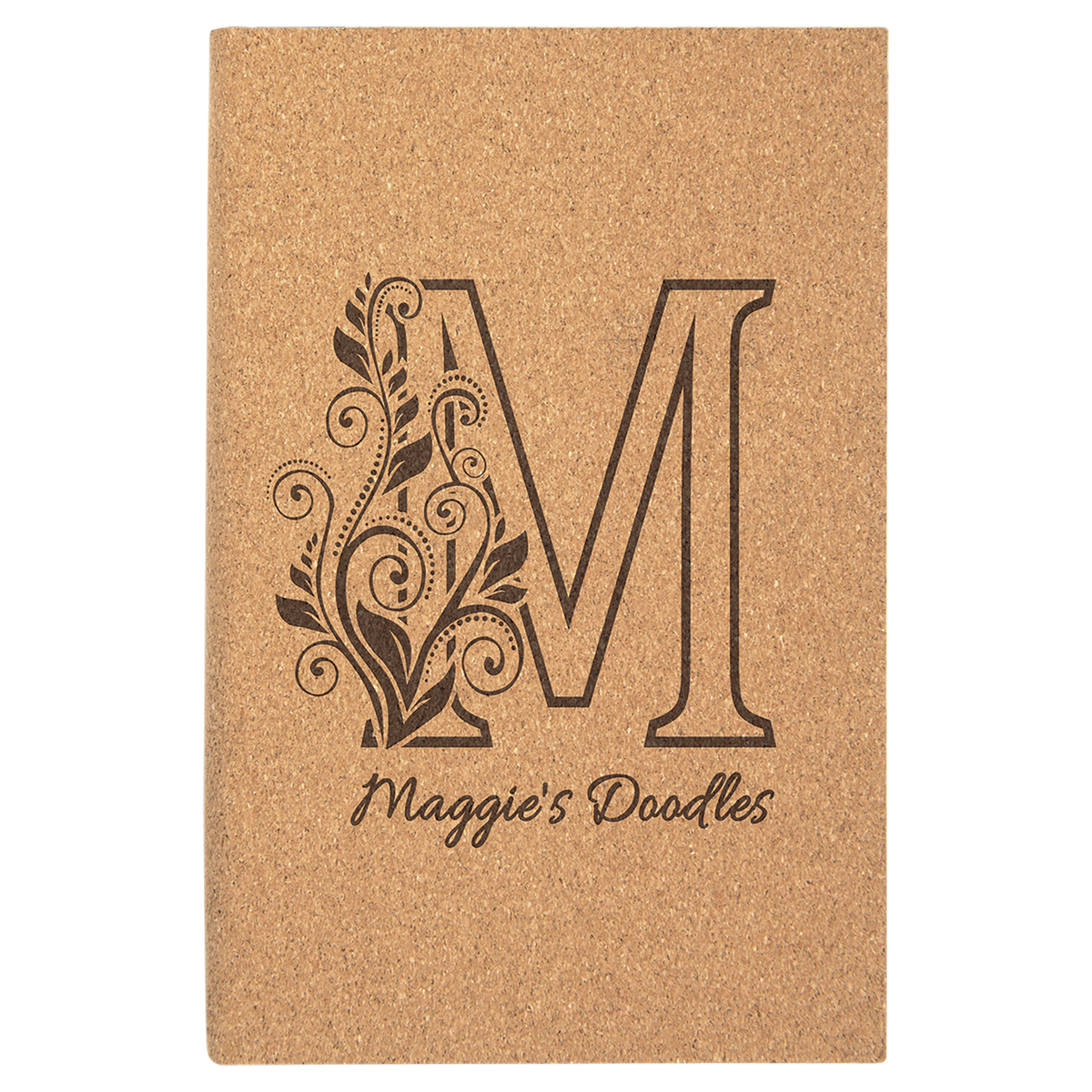 Cork Lasered Leatherette Sketch Book with White Unlined Paper