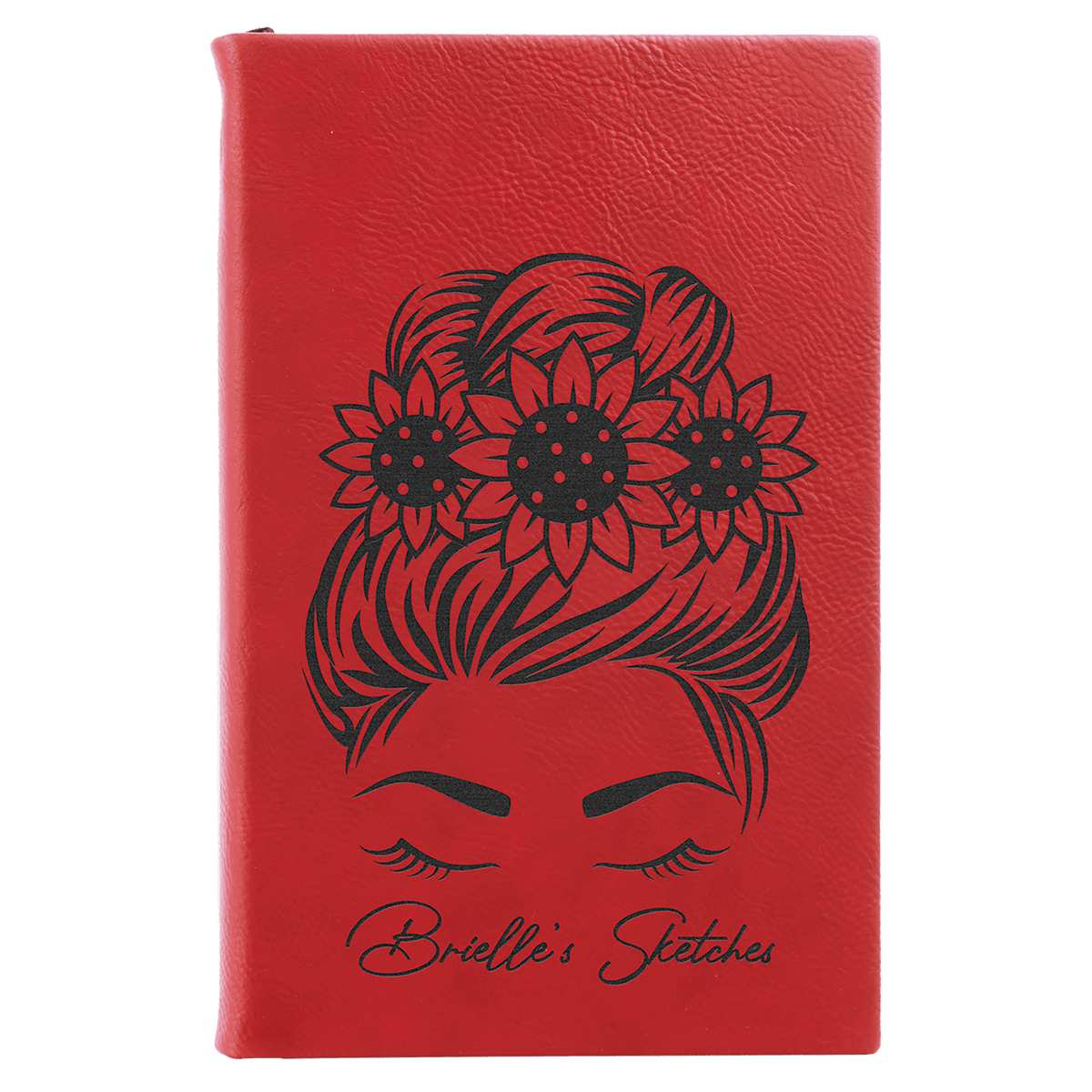Red Lasered Leatherette Sketch Book with White Unlined Paper