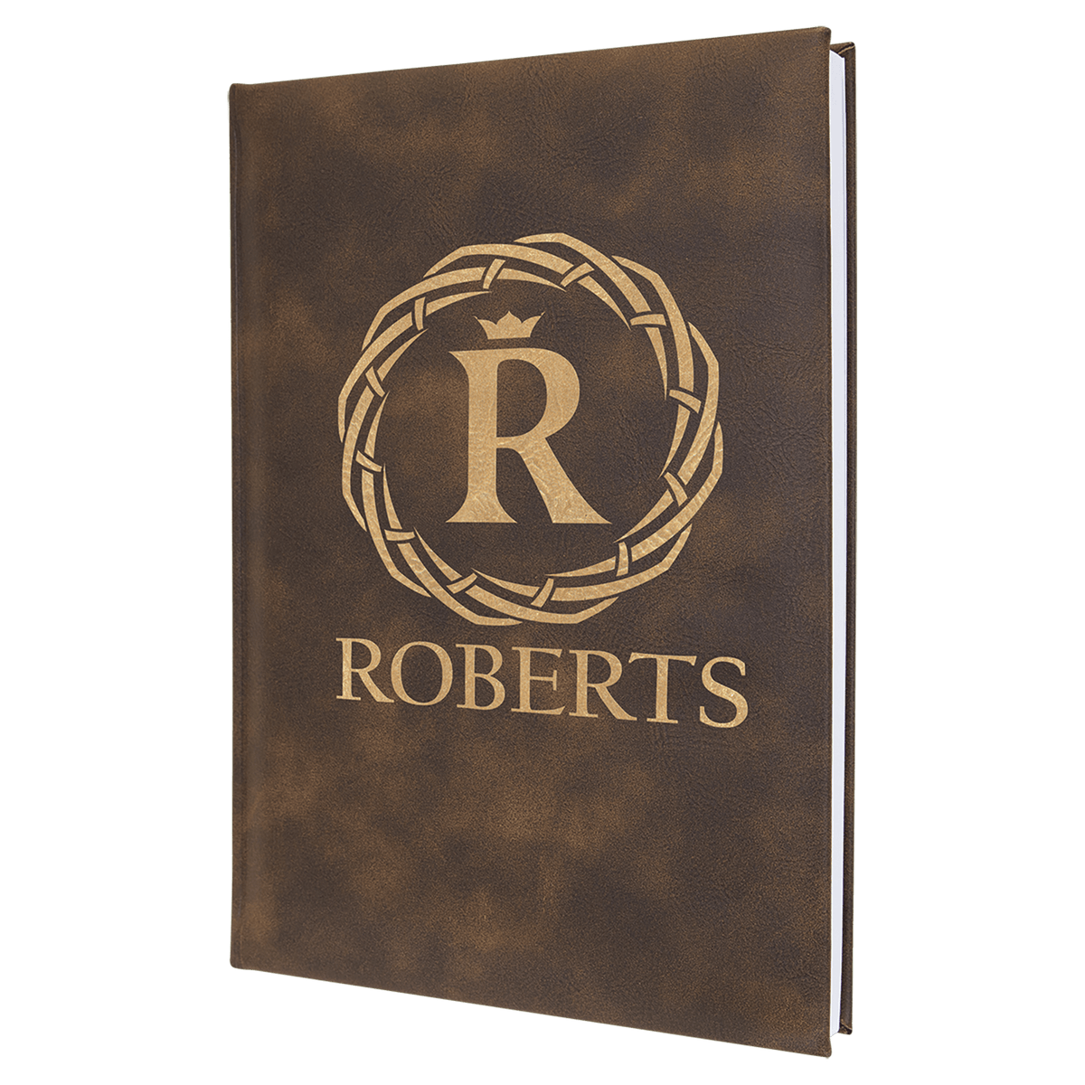 Rustic/Gold Lasered Leatherette Journal with Lined Paper